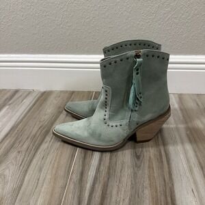 Dingo‎ Blue Suede Western Ankle Boots Women's 9 Side Zip Coastal Cowgirl *Read